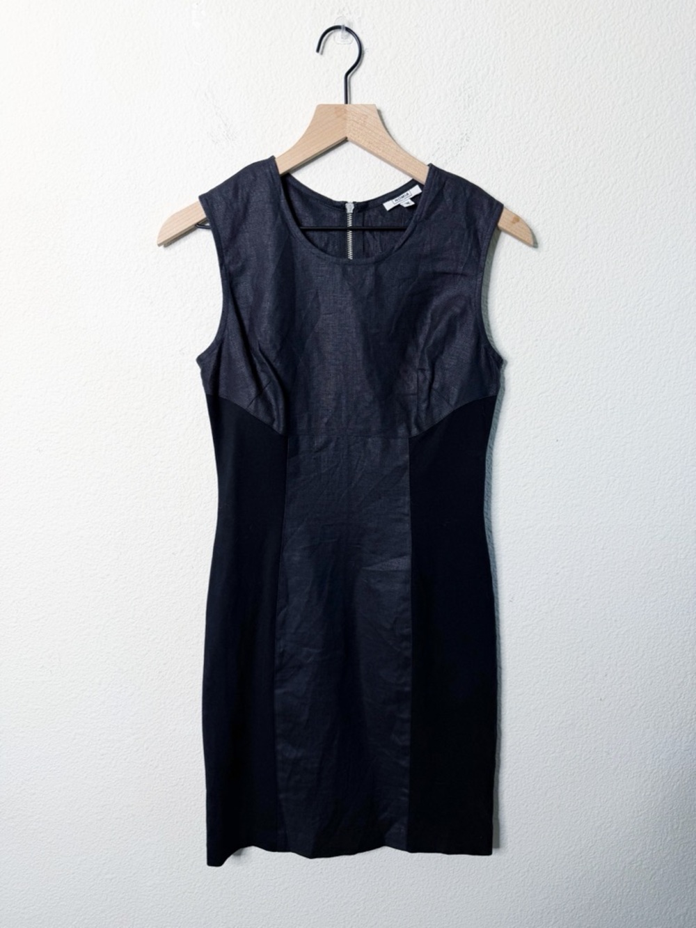Nomia Black Resin Coated Leather 2 Tone‎ Dress Sleeveless Womens Size 6